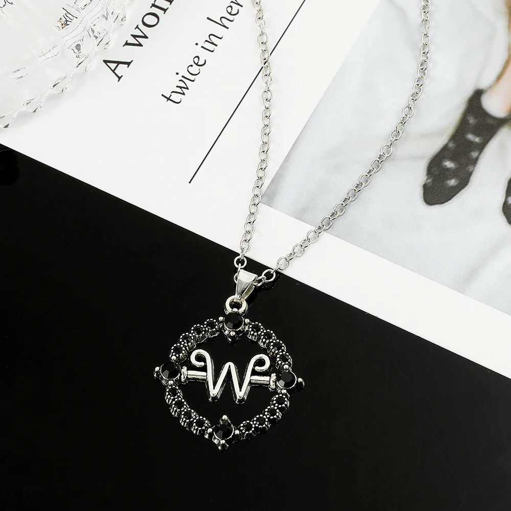Gothic M-W Letter Pendant Necklace Fashion Trend Jewelry for Halloween Party Creative Gift for Friends