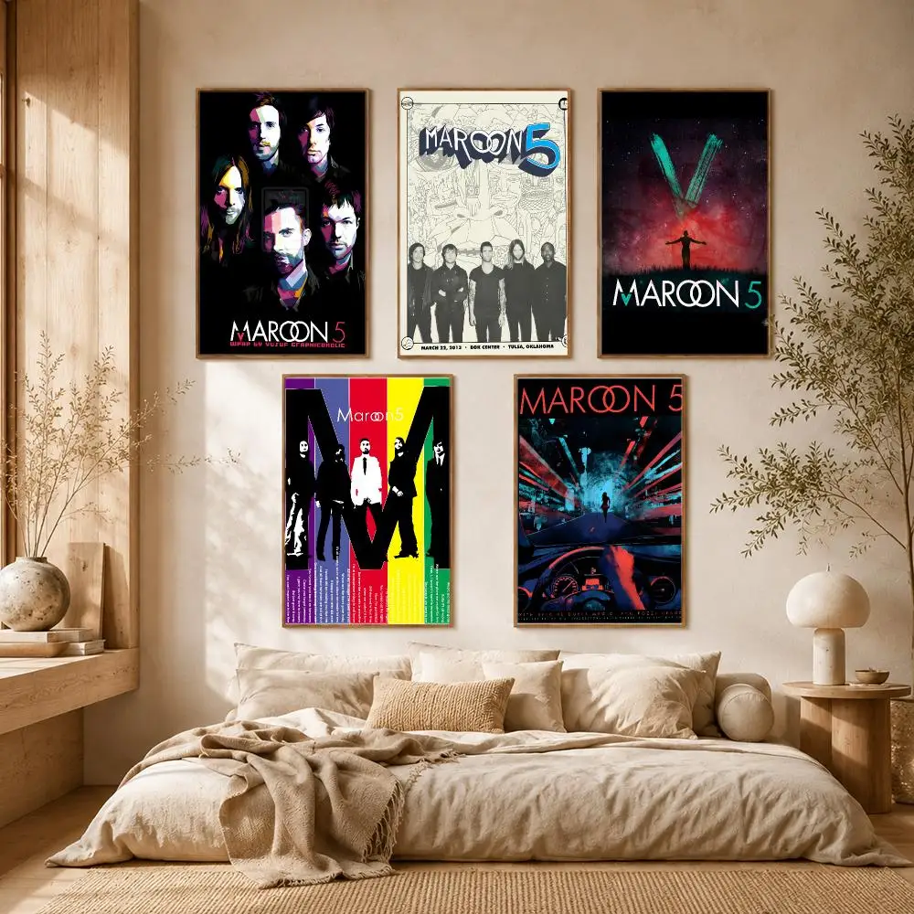 Maroon 5 Band Pop Rock Poster Self-adhesive Advanced Aesthetic Printing Paper Wall Art for Living Room Home Decor