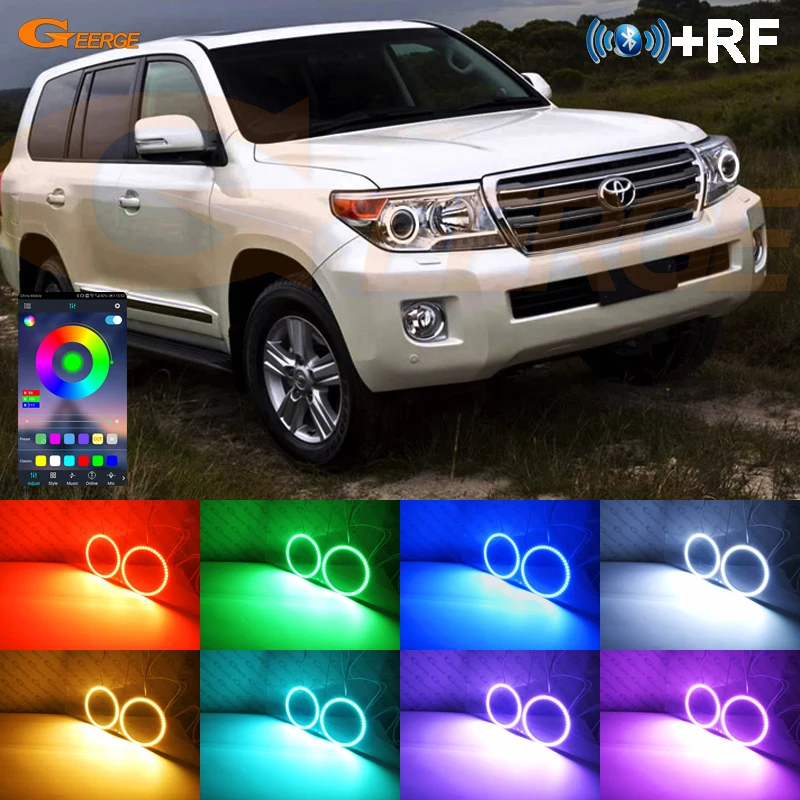 

For Toyota Land Cruiser 200 J2 2012 2013 2014 2015 Bluetooth App Multi-Color Ultra Bright RGB LED Angel Eyes Kit Halo Rings