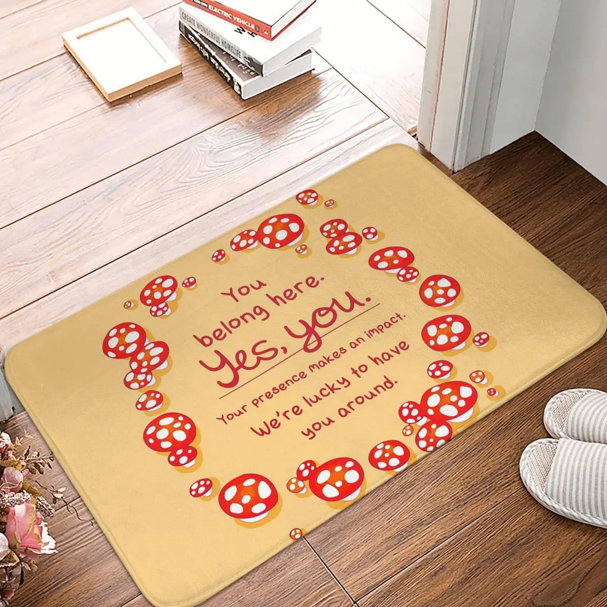 You Belong Here Mushroom Fairy Ring Anti-slip Doormat Floor Mat Antiwear Carpet Rug for Kitchen Entrance Bedroom Footpad Mats