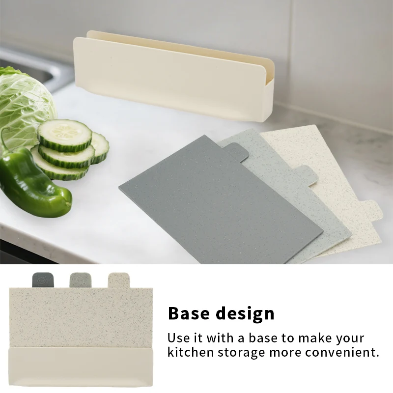 

4 Piece Plastic Cutting Board Set with Stand, Chopping Board Non-Slip,Dishwasher Safe, Lightweight for Kitchen, Meat, Vegetables