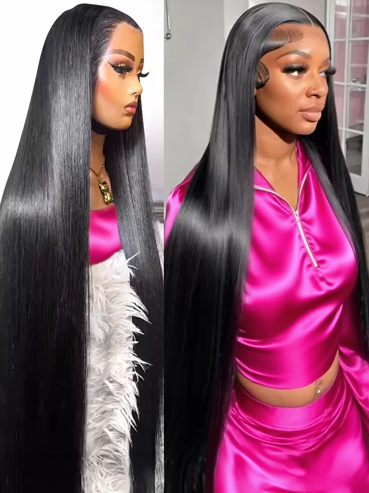 

Накладные парики из натуральных волос, прямые, 40-46 дюймов, с HD-кружевной передней частью 13x6, для женщин, бразильские парики из натуральных волос с кружевной передней частью 13x4, 300% плотность.