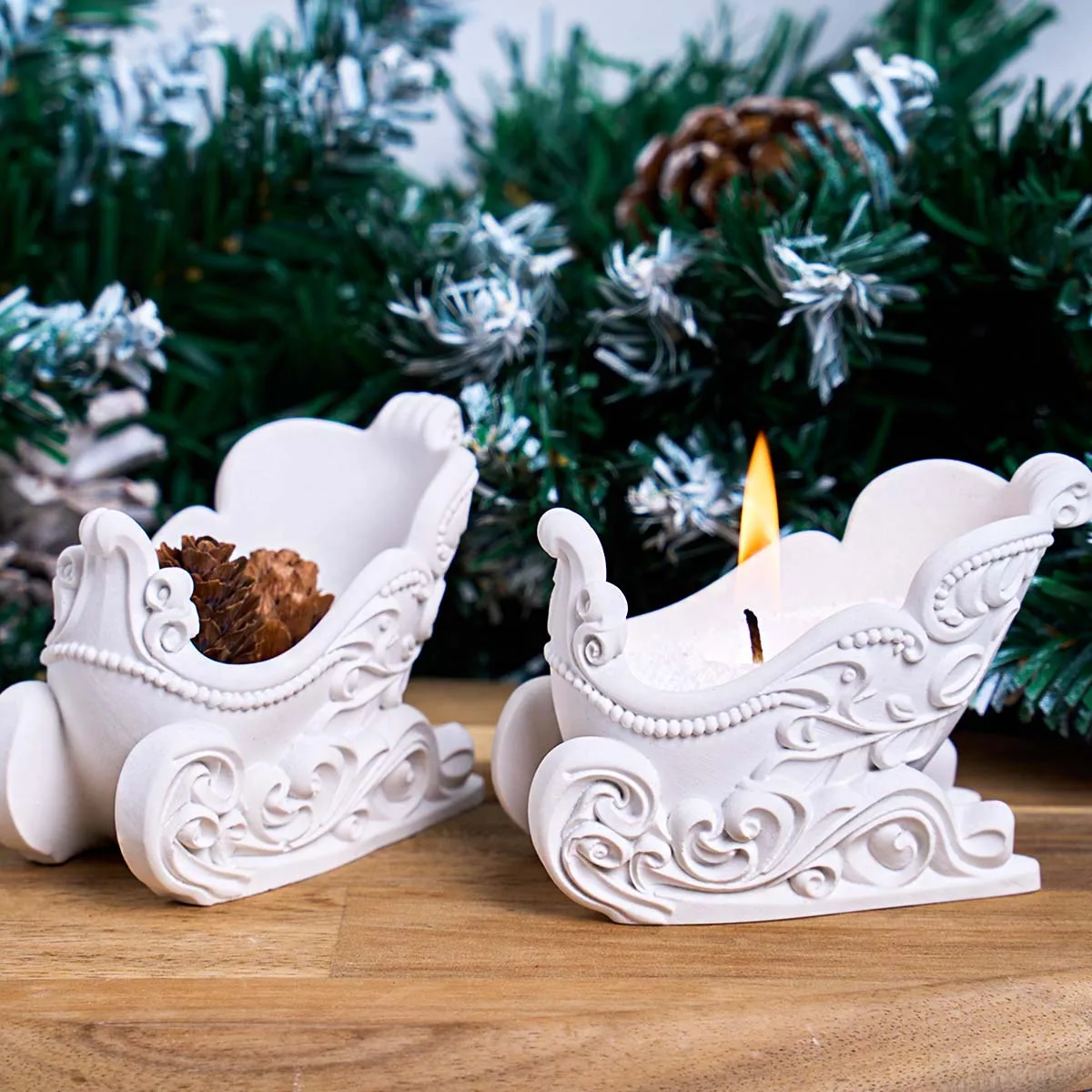 مزلقة شكل شمعة جرة قالب من السيليكون مزلقة القراصنة سفينة صندوق تخزين الراتنج الجص الاسمنت قالب خرسانة المنزل ديكو هدية الكريسماس