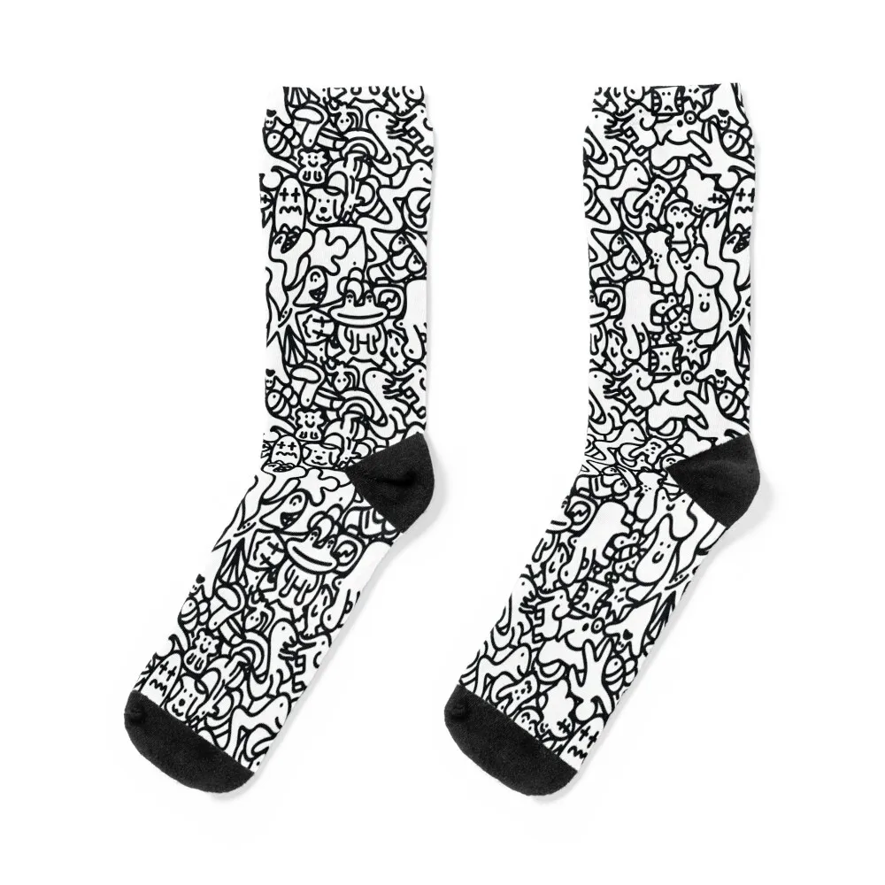 

Doodle pattern 2 Socks snow winter thermal shoes Hiking boots Men Socks Luxury Brand Women's