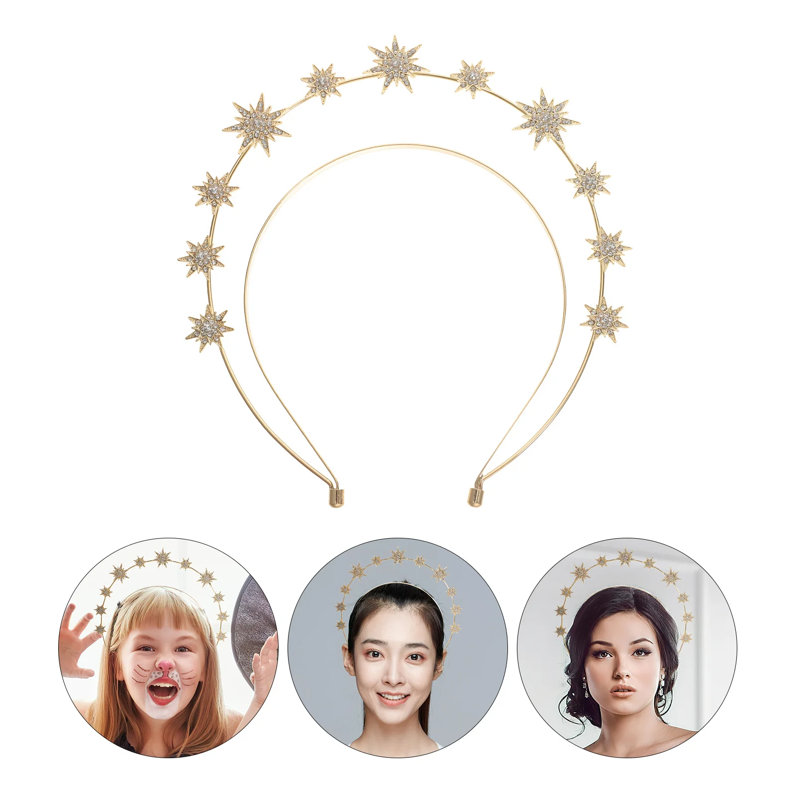 Faixa de cabeça estrela de camada dupla, resistente, seis pontas, aros de cabelo para mulheres, retrô, festa de natal, cosplay, deusa, feminino