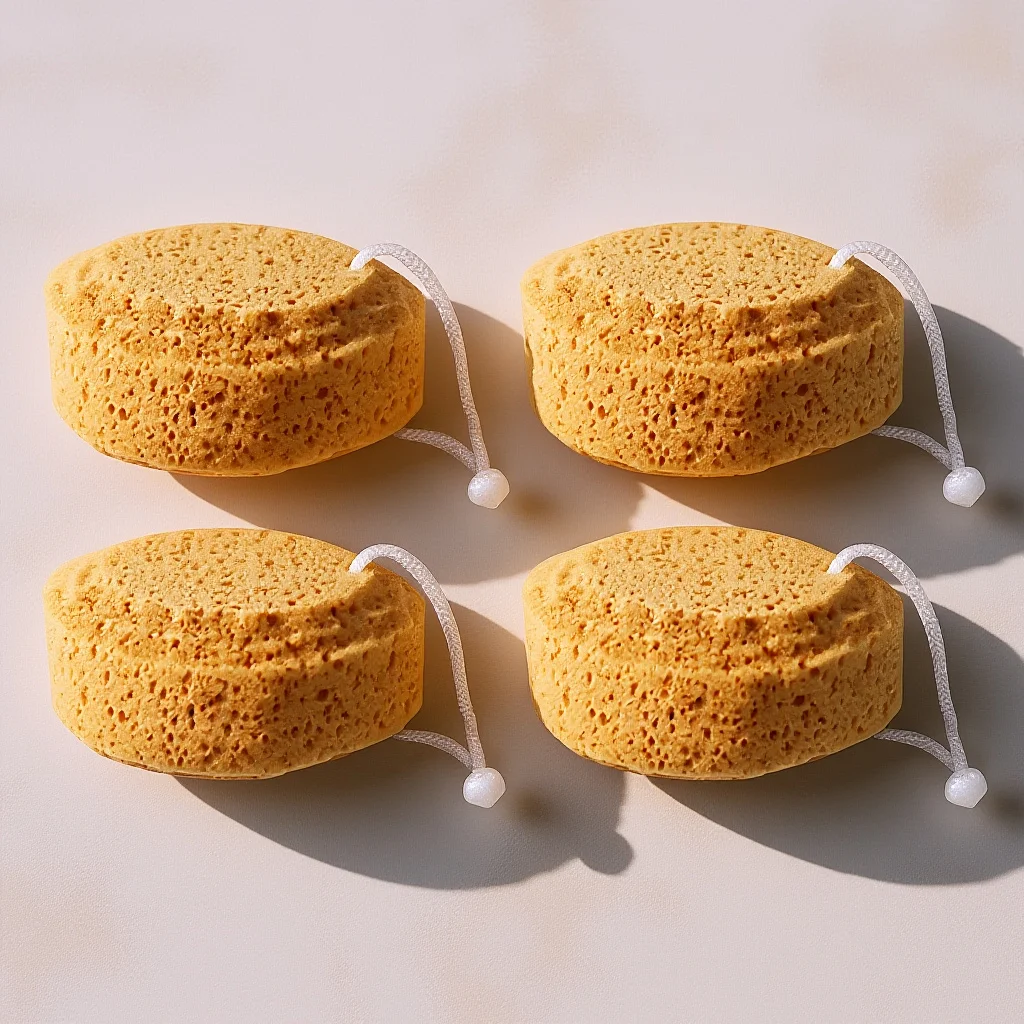 

4Pcs Seaweed Sponge Bath Honeycomb Body Exfoliator for Adult Natural Shower Scrubber Cleanser Skin Care Gift
