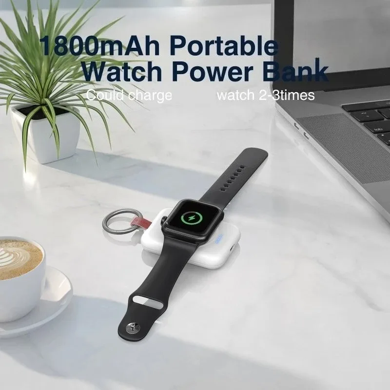 1800mAh パワーバンク ワイヤレス充電器 Samsung Galaxy Watch Classic Pro、Apple Watch Series 8/7/6/Ultra/SE対応 マグネット式