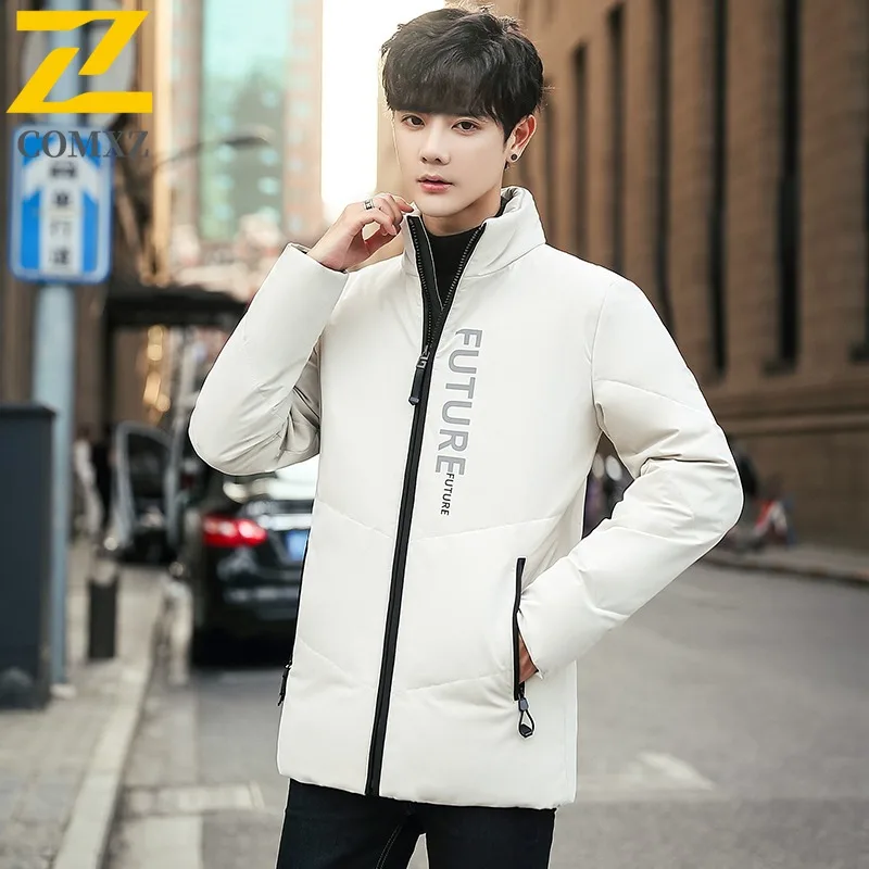 

COMXZ Мужская зимняя куртка 2025 Премиум путешествия ветрозащитная свободная стеганая куртка официальная прогулка минималистичный роскошный стеганый пальто