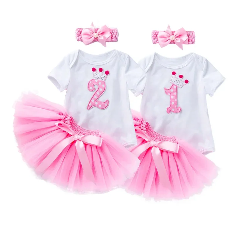 

1 2 Year Girl Baby Birthday Dress Fancy Birthday Dress for Toddlers Tutu Dress 3 Piece Infant Clothing Newborn Outfit