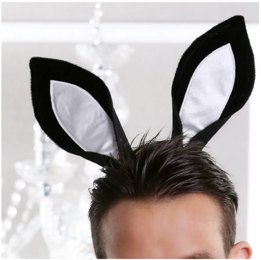 رجل الأرنب زي خادمة تأثيري الملابس الداخلية مجموعة الرجال أرنب حفلة دور اللعب موحدة ثونغ آذان الأرنب عقال طوق الجنس الملابس الداخلية