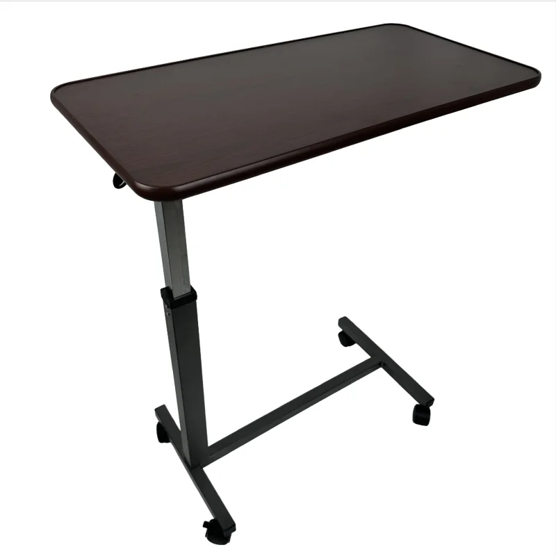 طاولة بجانب السرير خشبية قابلة للتعديل لتناول الطعام في المريض مع عجلات #5