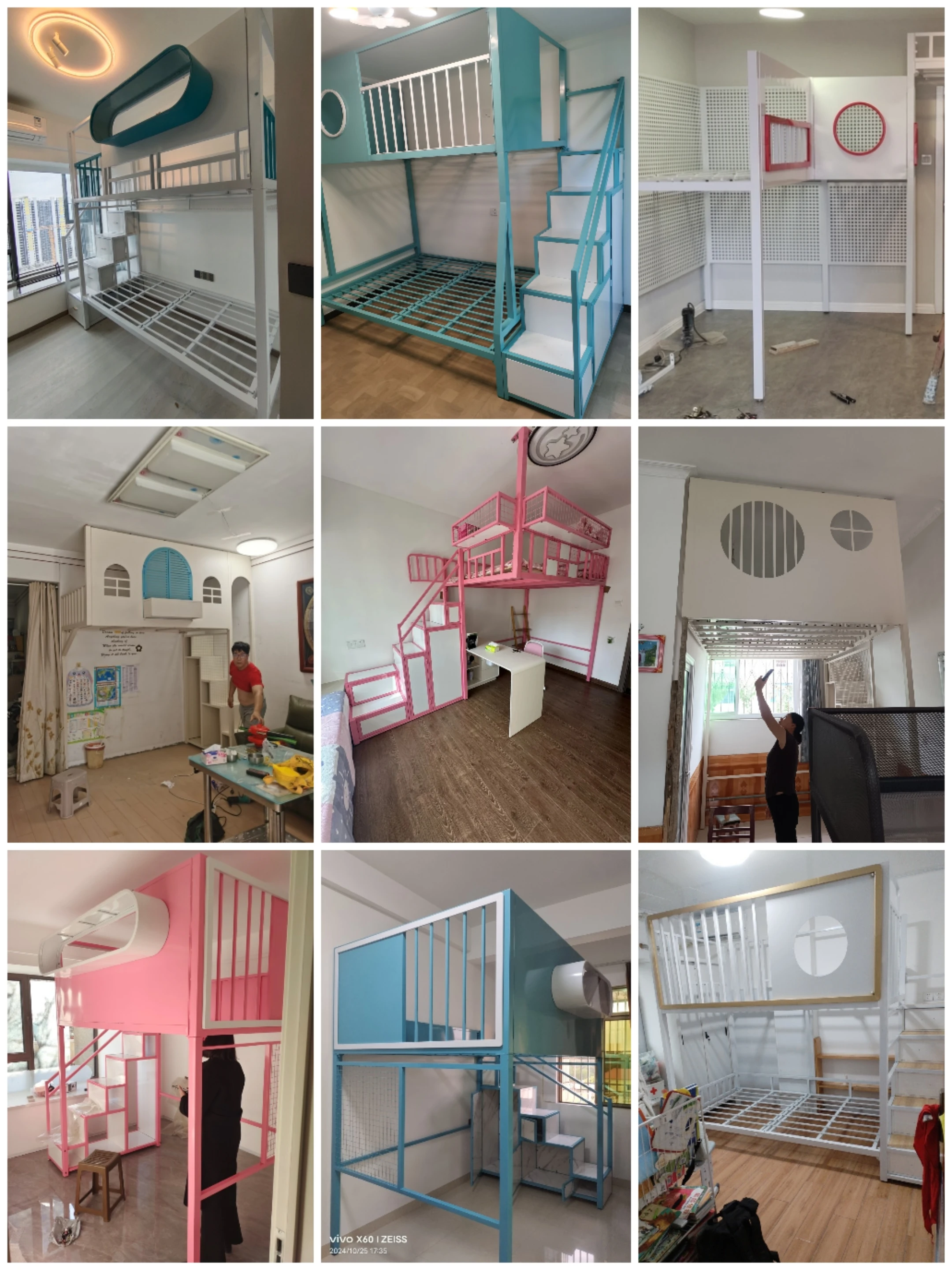 Letto Vuoto Duplex Letto del secondo piano Letto da soffitta rialzato in ferro battuto Per bambini Combinazione di tavoli inferiori addensati e audace Si