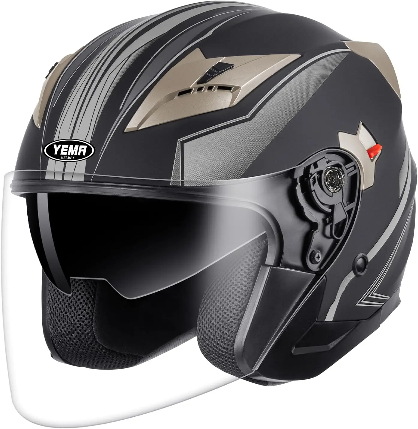 

Open Face Motorcycle Helmets DOT Approved 3/4 Moped Helmet Dual Visor Quick Release Buckle Helmets for Adults Motorcycle Men Wom