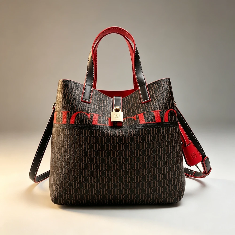 Luxury CH BUCKET 18 Letter Print Bucket Bag Lock Accent Top Handle Crossbody Bag Women Designer Casual Storage Shoulder Handbag