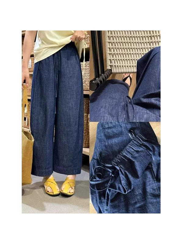 

plus Size High Waist Wide Leg Thin Denim Jeans Women's Summer Slimming Loose Fit Straight Cut Trousers for plus Size Women