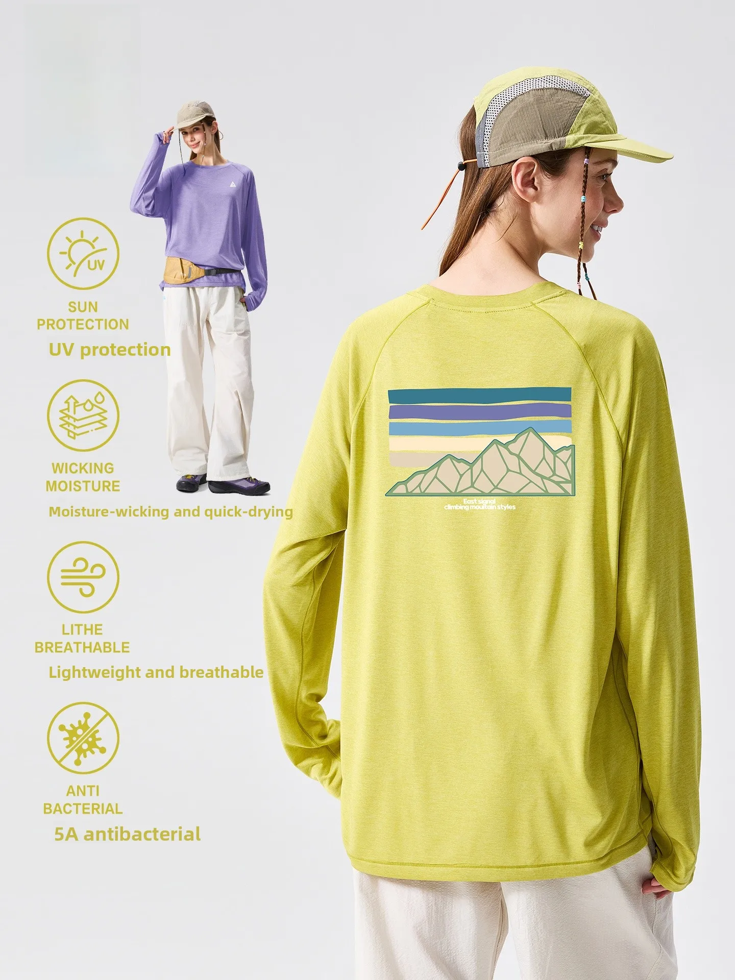 LAZY DAY Outdoor Quick Dry Lightweight Breathable Long Sleeve T-Shirt Women Summer Moisture Absorbent Sun Protection Antibact...