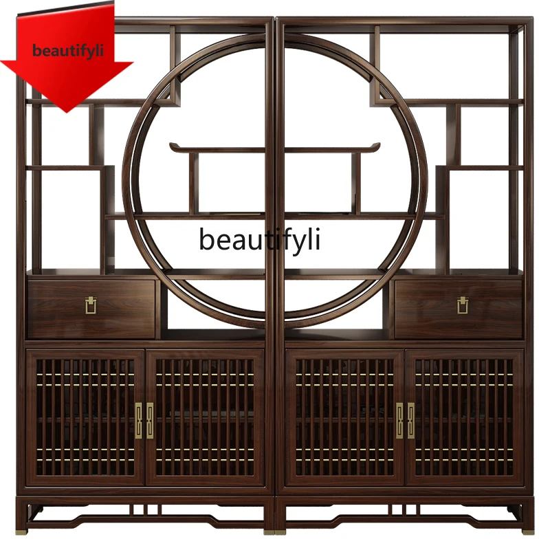 

a55 Ebony Bogu frame Tea room Side cabinet Storage display Corner cabinet Partition bookshelf