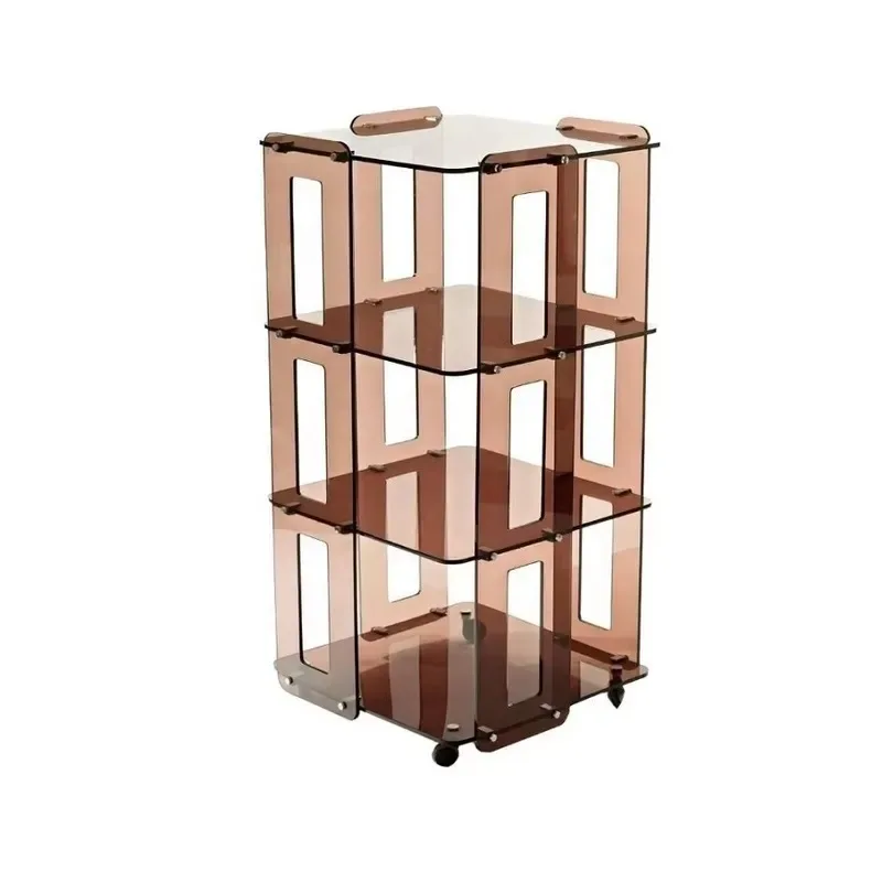 Smoked Plexiglass Bookcase with Casters