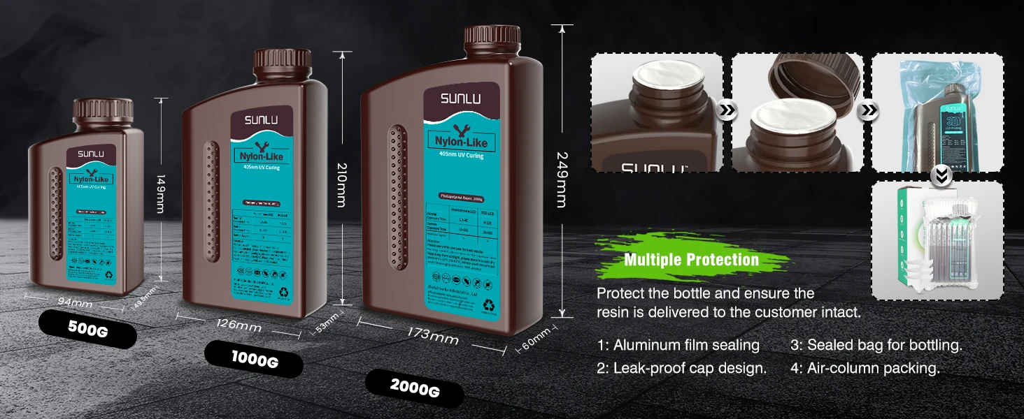 SUNLU 2KG Nylon-Like/ Toughness / High Temperature 3D Resin 405nm UV Resin For Most SLA/DLP/LCD 3D Printer Material UV Sensitiv