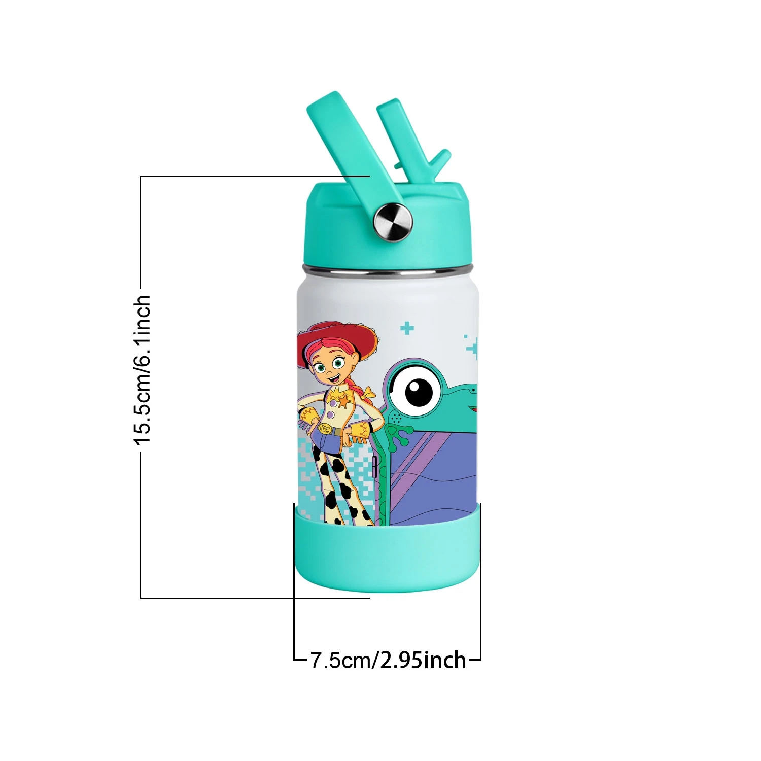 1pc 12oz Disney Jessie & Lilypad Stainless Steel Tumbler Gradient Print with Carry Handle Portable Cup for Outdoor Travel Home - view 2
