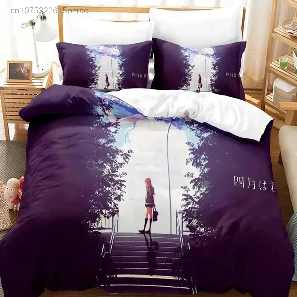 Anime Your Lie In April Bedding Set Boys Girls Twin Queen Size Duvet Cover Pillowcase Bed Kids Adult Fashion Home Textileextile