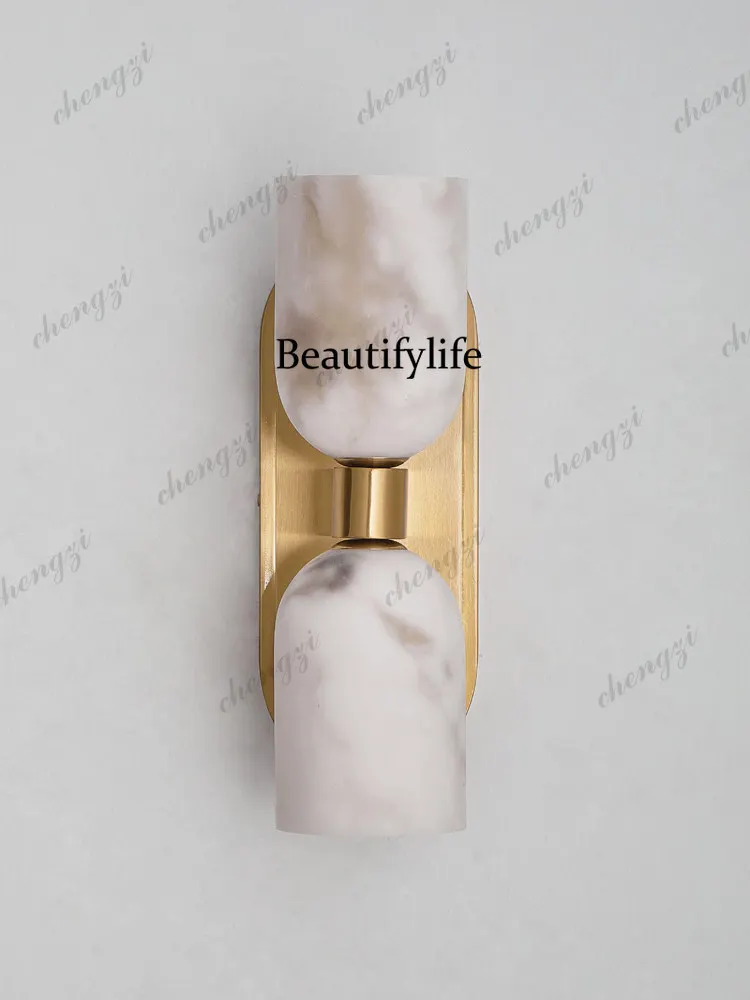 French medieval marble wall lamp simple light luxury living room background wall stairs bedroom