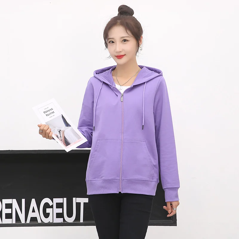 Hoodies met capuchon Zip Up Kleding voor vrouwen Temperament Splice Ontspannen voering Stijlen Koreaanse stijl O-kraag Volwassen vrouwtjes Cotone