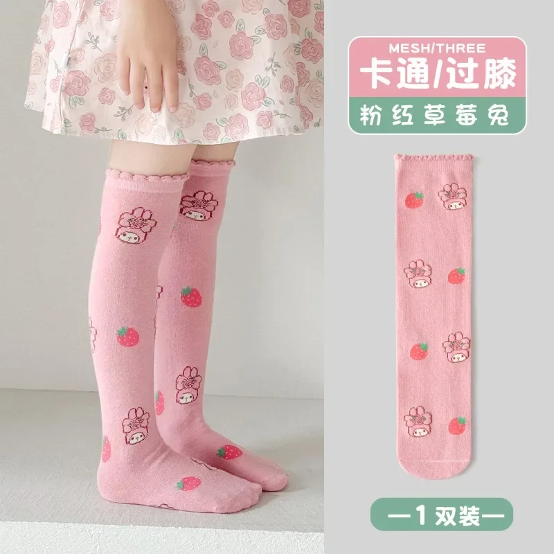 Kawaii Sanrio 양말 Kuromi 마이 멜로디 Cinnamoroll 액세서리 귀여운 아름다움 만화 Mid-Calf 학생 겉옷 소녀 선물 용품