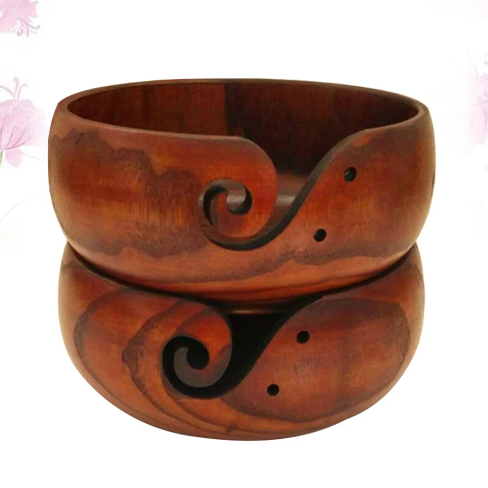 

Yarn Storage Bowl Wooden Crochet Knitting Accessory Flat Bottom Heavy Duty Tidy Yarn Ball Holder for Crafts Needles and Gadgets