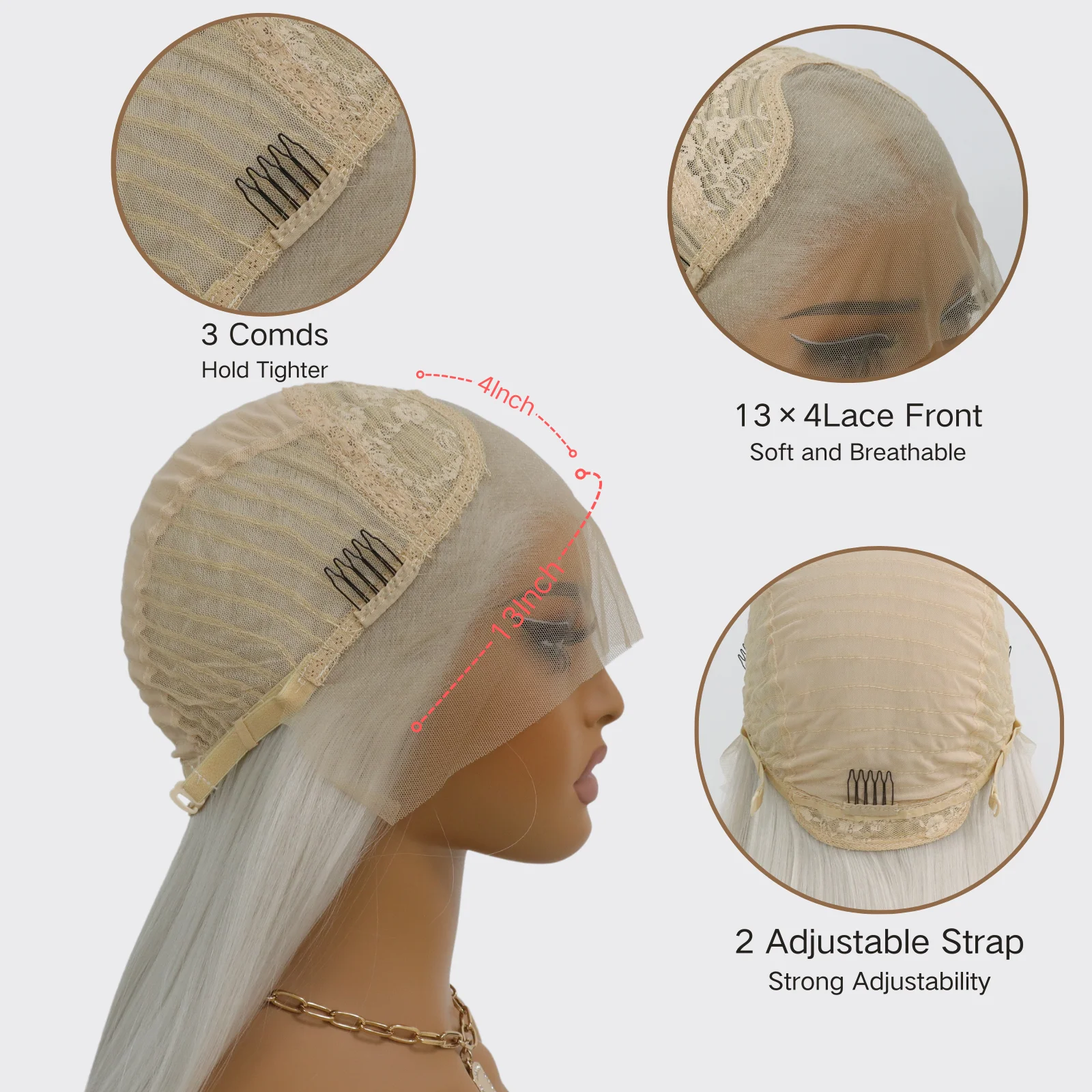 White Lace Front Synthetic Wig Long Straight Platinum Snow White Synthetic 13×4 Lace Front Wigs Pre Plucked Natural Hairline Wig image 5