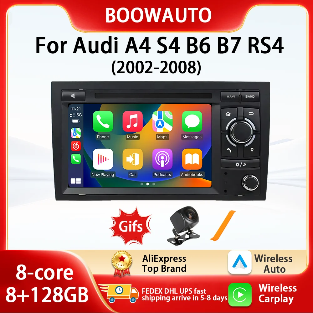 7inch Wireless Carplay Auto car Video Player For Audi A4 B6 S4 B7 8E 8H RS4 Seat Exeo Multimedia Car Radio Android 14 Auto Play