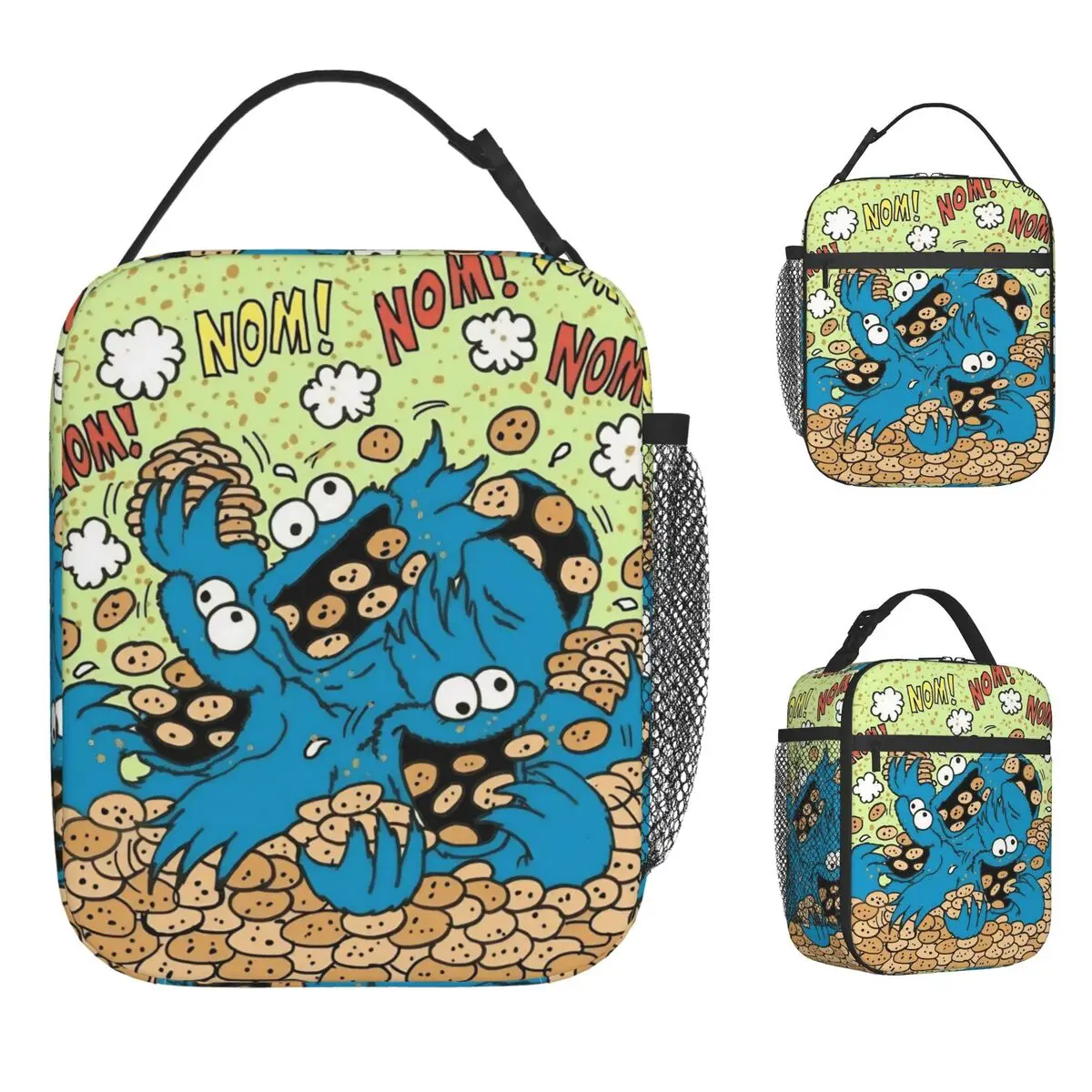 Cookie Monsters Lunch Bag Leisure Lunch Box For Unisex School Portable Cooler Bag Waterproof Print Thermal Tote Handbags