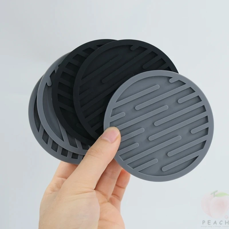 10cm Silicone Coasters Round Heat Resistant Rubber Tea Cup Mat Table Mat Drink Coffee Mug Glass Beverage Holder Pad Decor
