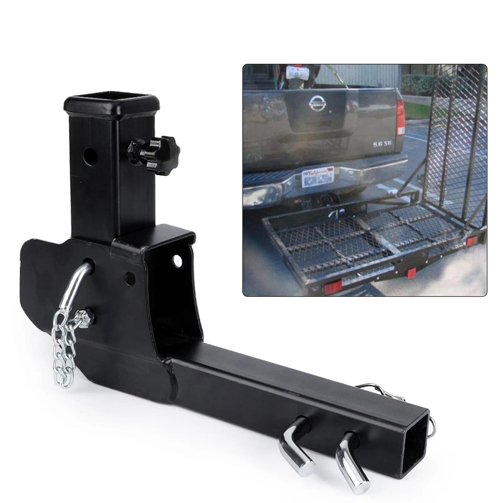 2-Inch 500 lbs Fold Trailer Attachment Rod Metal Adjustable Trailer Hitch Mount Cargo Wheelchair Transport Adapter