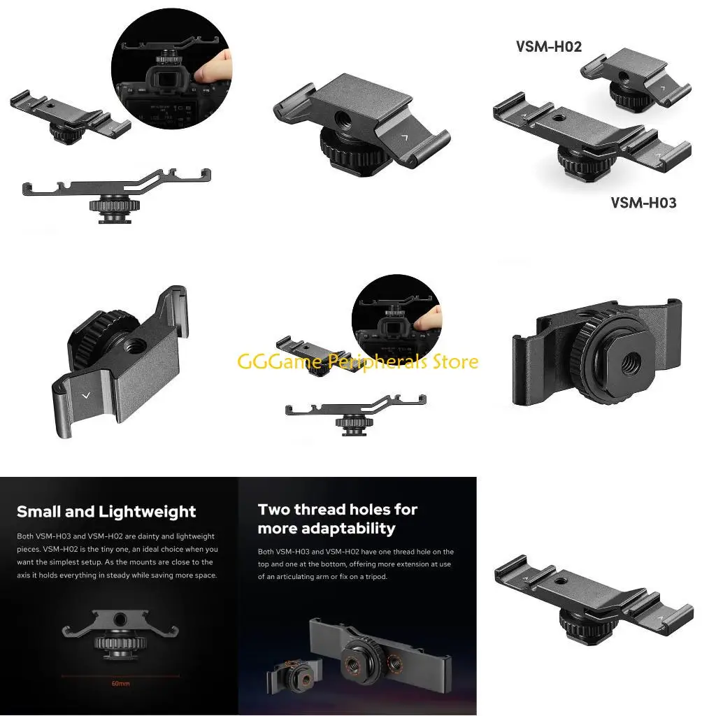 

U55B Double Cold Shoe Mount Bracket Hot Shoe Extension Bar Cold Shoe Mount Plate