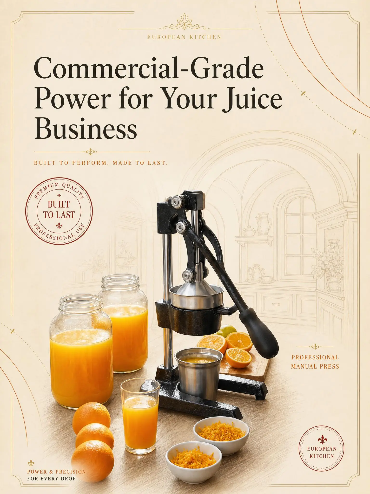 Manual Juicer, Manual Citrus Juicer Press, Heavy Duty Cast Iron Orange Pomegranate Squeezer with 400ml Cup, Hand Press Juice Extractor for Home Kitchen Bar view 3