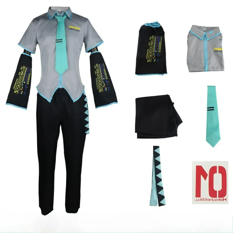 CosplayAnime Virtual Idol Hatsune Miku Cosplay Costume MIKU Top Pants Cuff Bow Tie Costume Full Set Wig Carnival Party Halloween