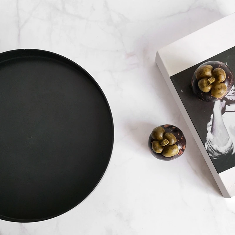 ABS Fruit Perfume Cosmetics Tray Black White Round Decorative Tray Organizer Home Decoration Board Simple Storage BoardC-A79M