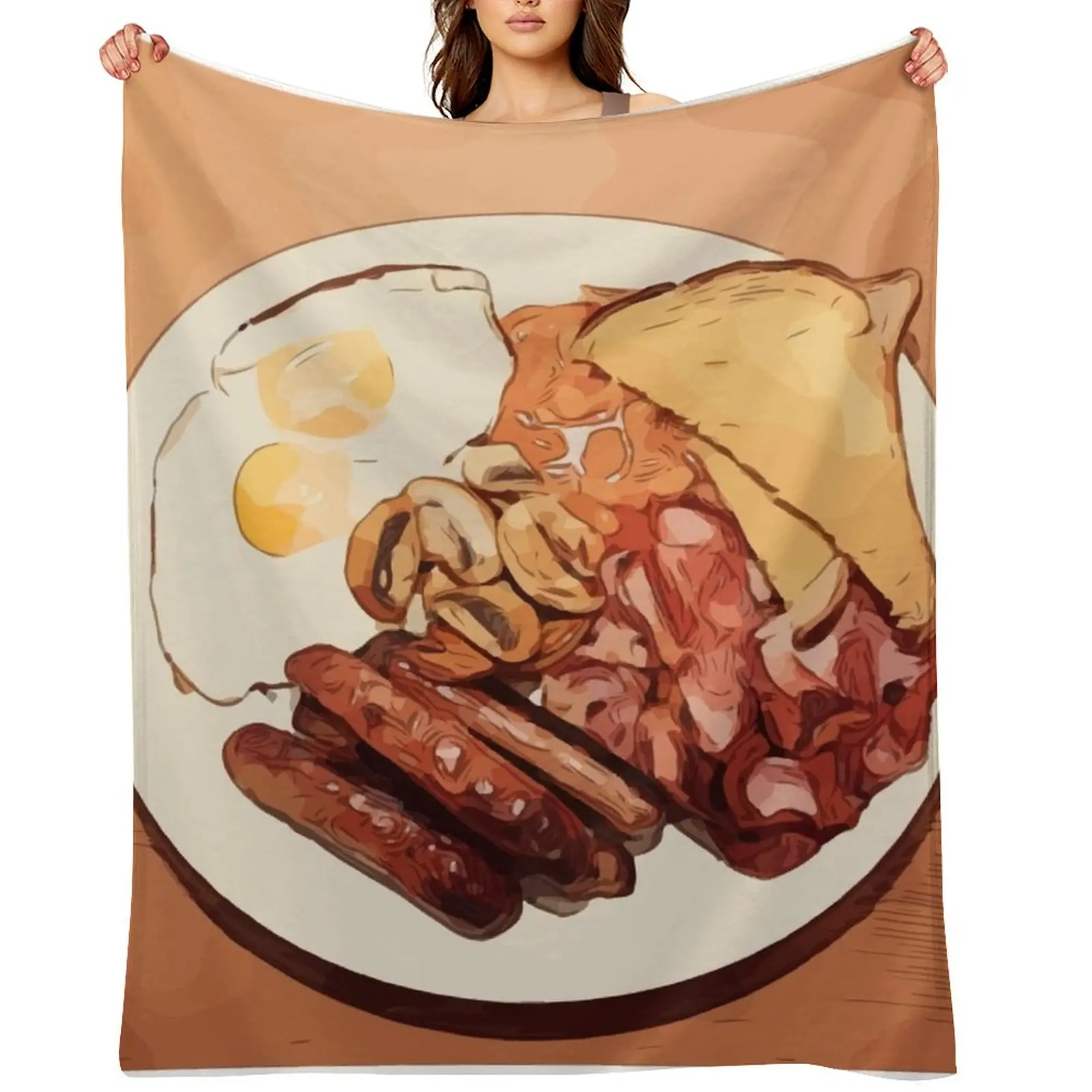 

Full English Breakfast Throw Blanket Hairy Beautifuls halloween Decorative Throw Blankets