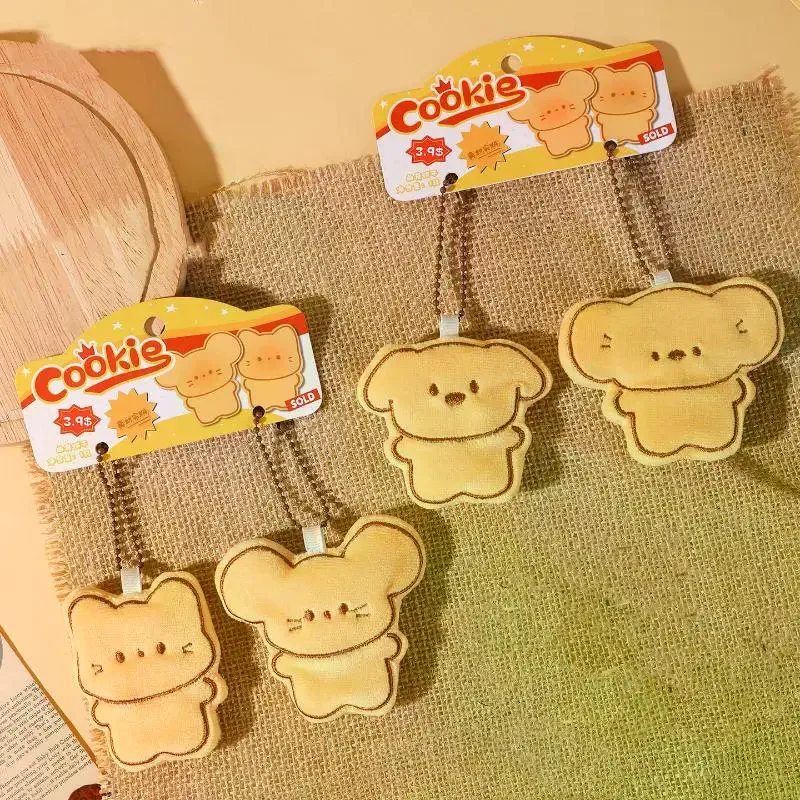1/2Pcs Cute Cartoon Simulation Biscuit Bear Plush Pendant Keychain Kawaii Stuffed Doll Backpack Pendant Decorative Accessories