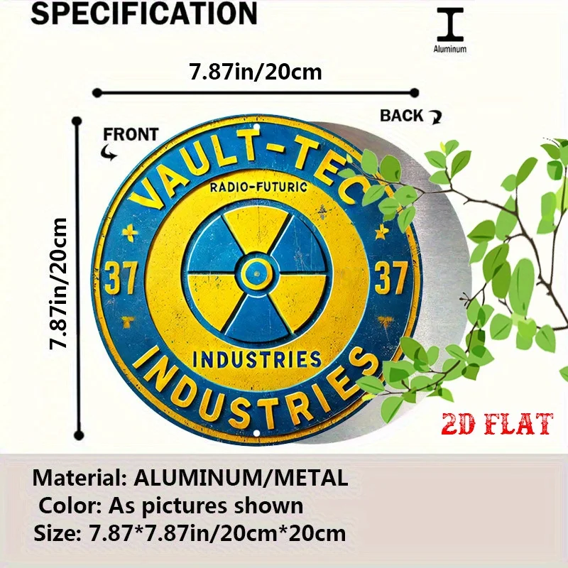 2D Flat - 1pc of Blue 2D Flat Round Aluminum Sign Measuring 7.87 by 7.87 Inches, Featuring an Industrial Design. This Vault-Te