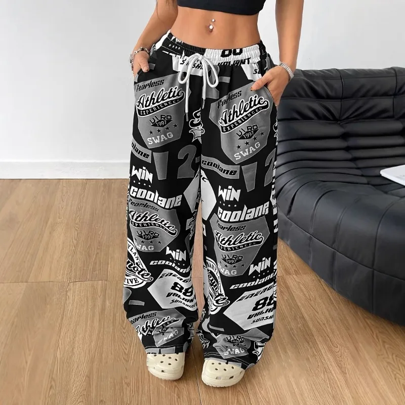 

Goth Graphic Print Trousers Women Pants Street Hip Hop Harajuku Vintage Sweatpants Women Clothing Loose Casual Joggers Women