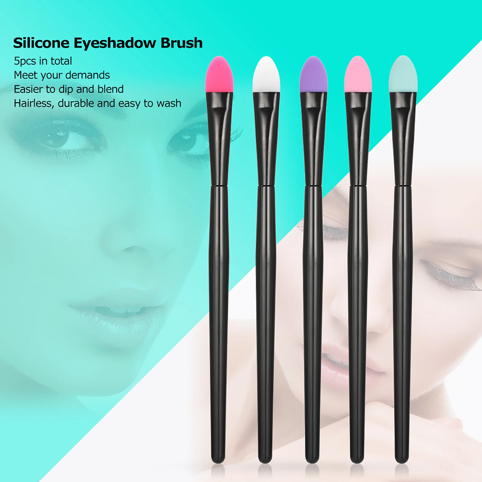 5pcs Silicone Eyeshadow Brush Kit Makeup Brush Professional Facial Cosmetic Tools for Women Makeups Eye Makeup Brushes Colorized