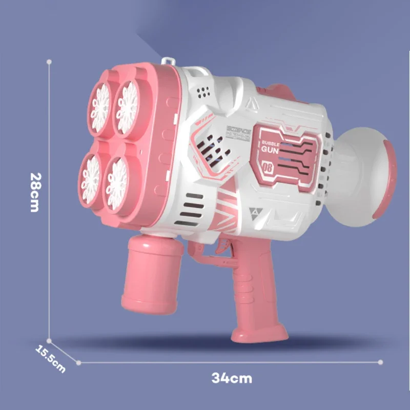 Pistolet do Baniek Mydlanych Elektryczny Wyrzutnik Kosmiczny Prezent na Dzień Dziecka Ciągłe Wytwieranie Baniek z Podświetleniem LED