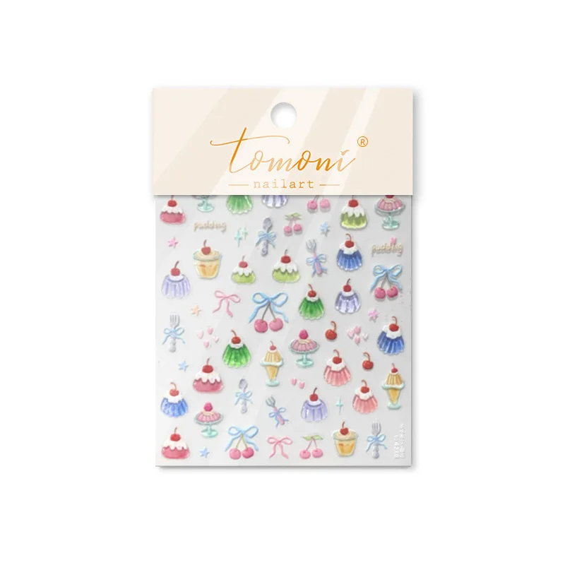 5D cute and delicious pudding jelly nail art stickers high quality fantasy candy embossed nail art decoration auxiliary stickers
