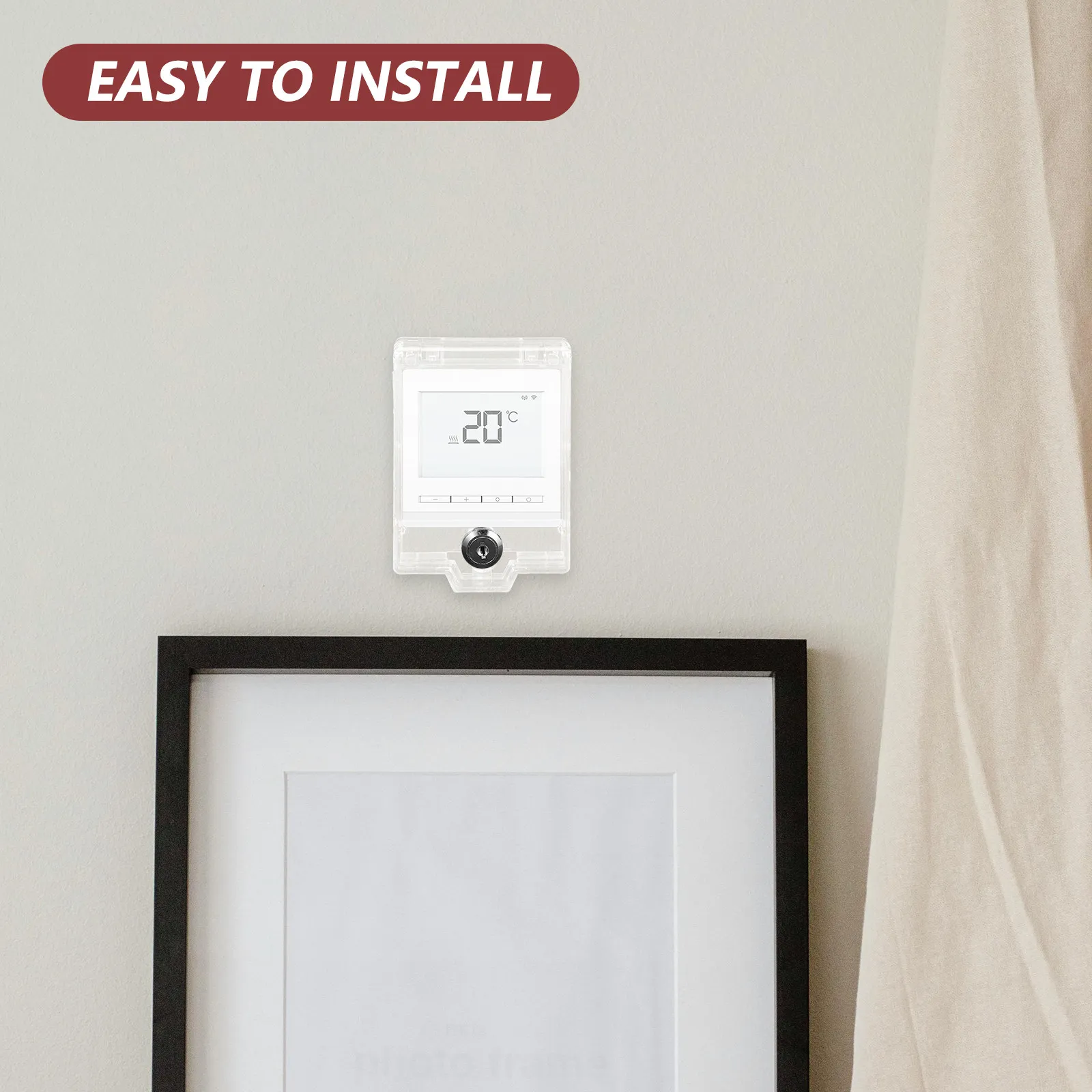 Ac Thermostat Cover Transparent Plastic Outlet Protector Adhesive Air Conditioner Panel Guard Mistake Prevention Bathroom