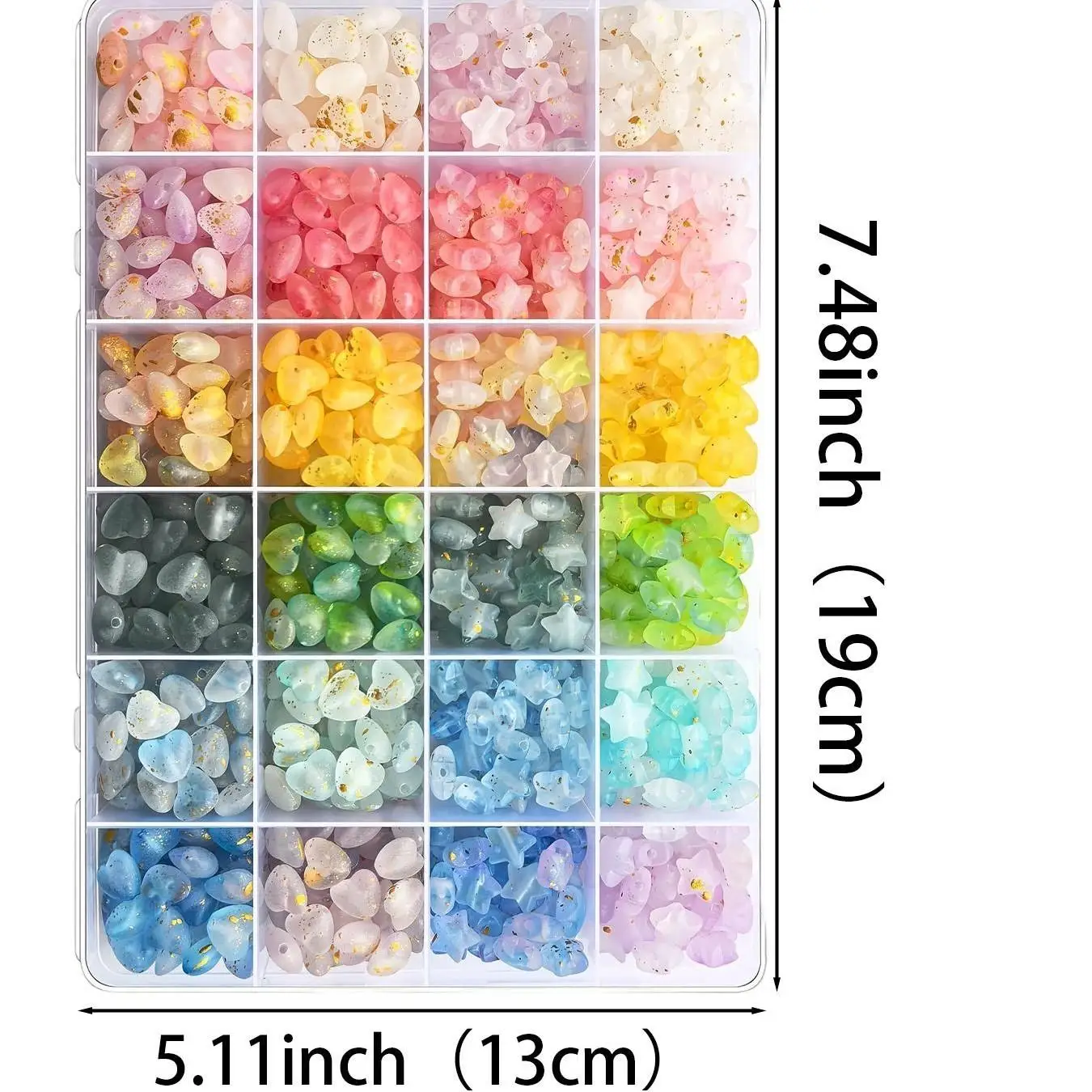 600Pcs Star&Heart Bead Kit-DIY Jewelry Making Supplies with Colorful Acrylic Beads+Storage Box,Craft Materials for Bracelets