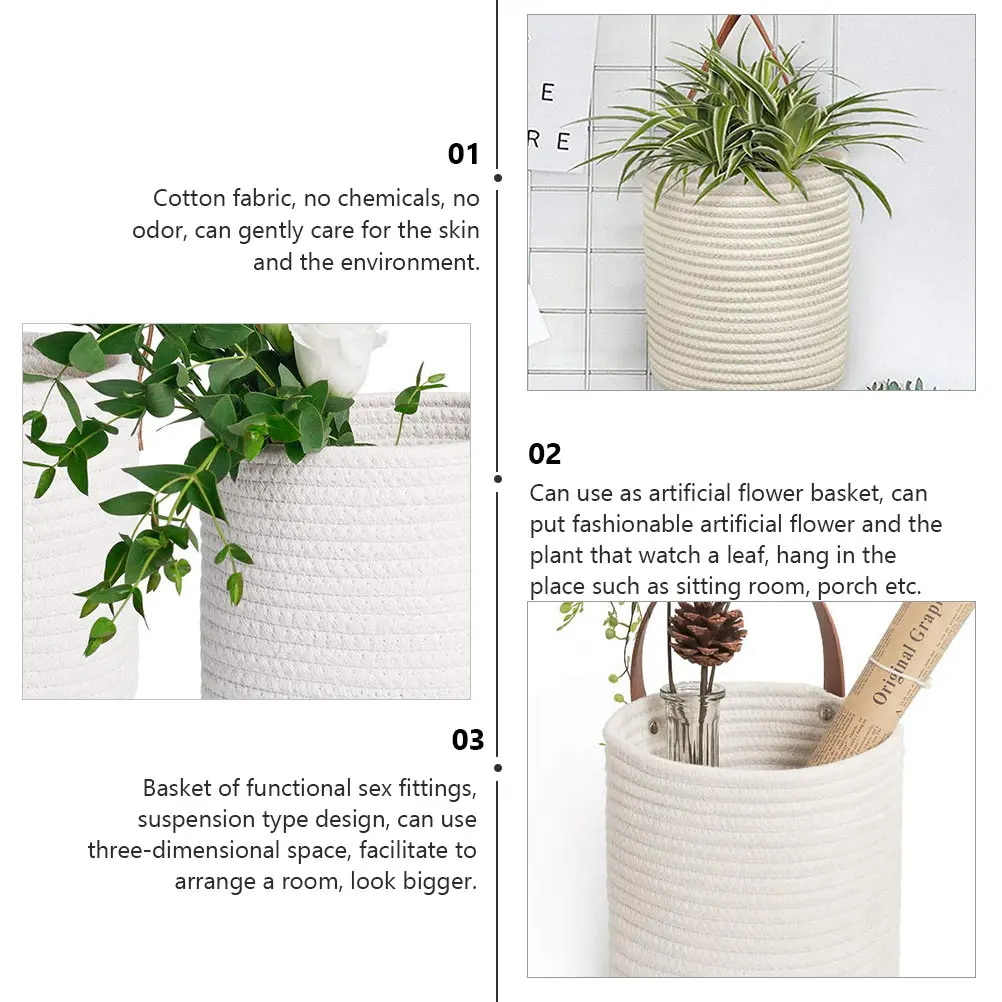 

2pcs Wall Flower Pot Flowerpot Cotton Fabric Wall Mounted Rack Washable Storage Basket Plant Pot Garden Decor