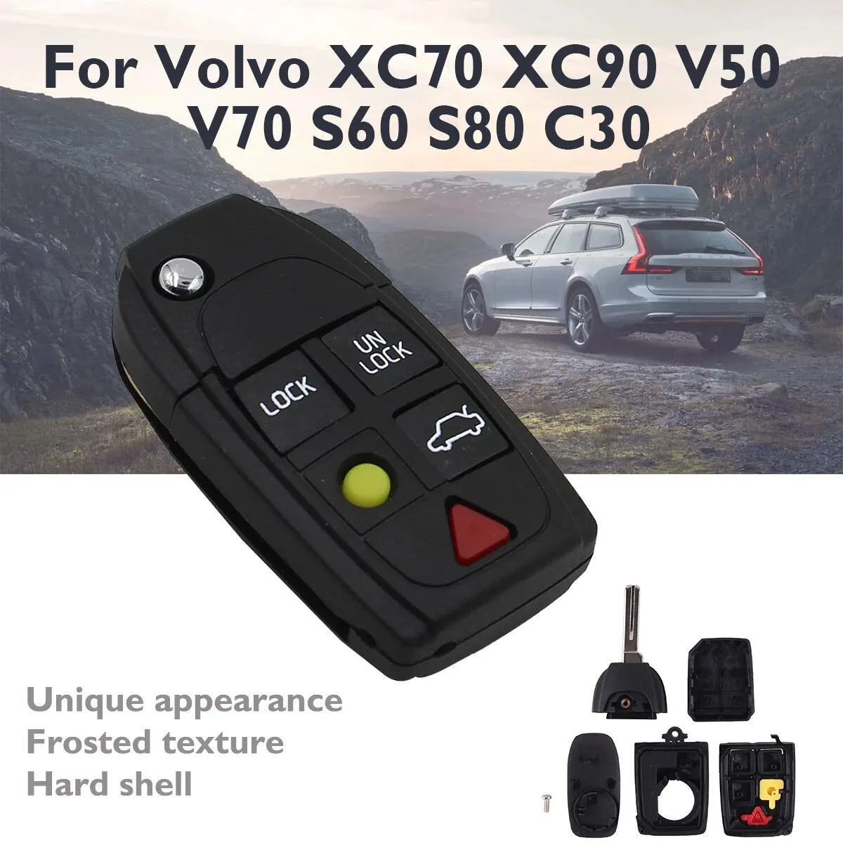 

Новый сменный 5-кнопочный складной чехол для дистанционного ключа для Volvo XC70 XC90 V50 V70 S60 S80 C30, чехол для автомобильного ключа