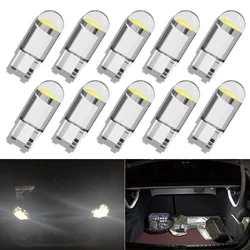 Bombilla LED para coche, luz de señal COB T10, W5W, 5W5, 12V, 7000K, blanco, azul, lectura de cúpula Interior, mapas de puerta, lámparas de matrícula, 10 piezas